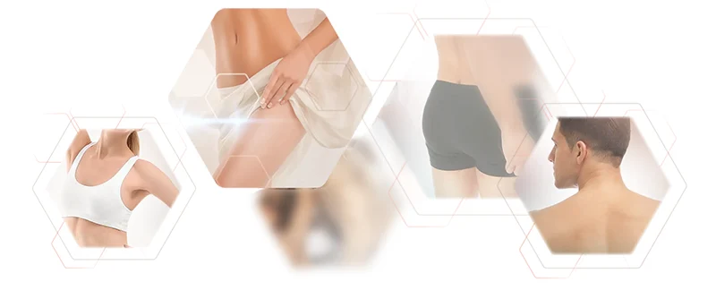 Body regions at a glance smooth hairless skin without pain